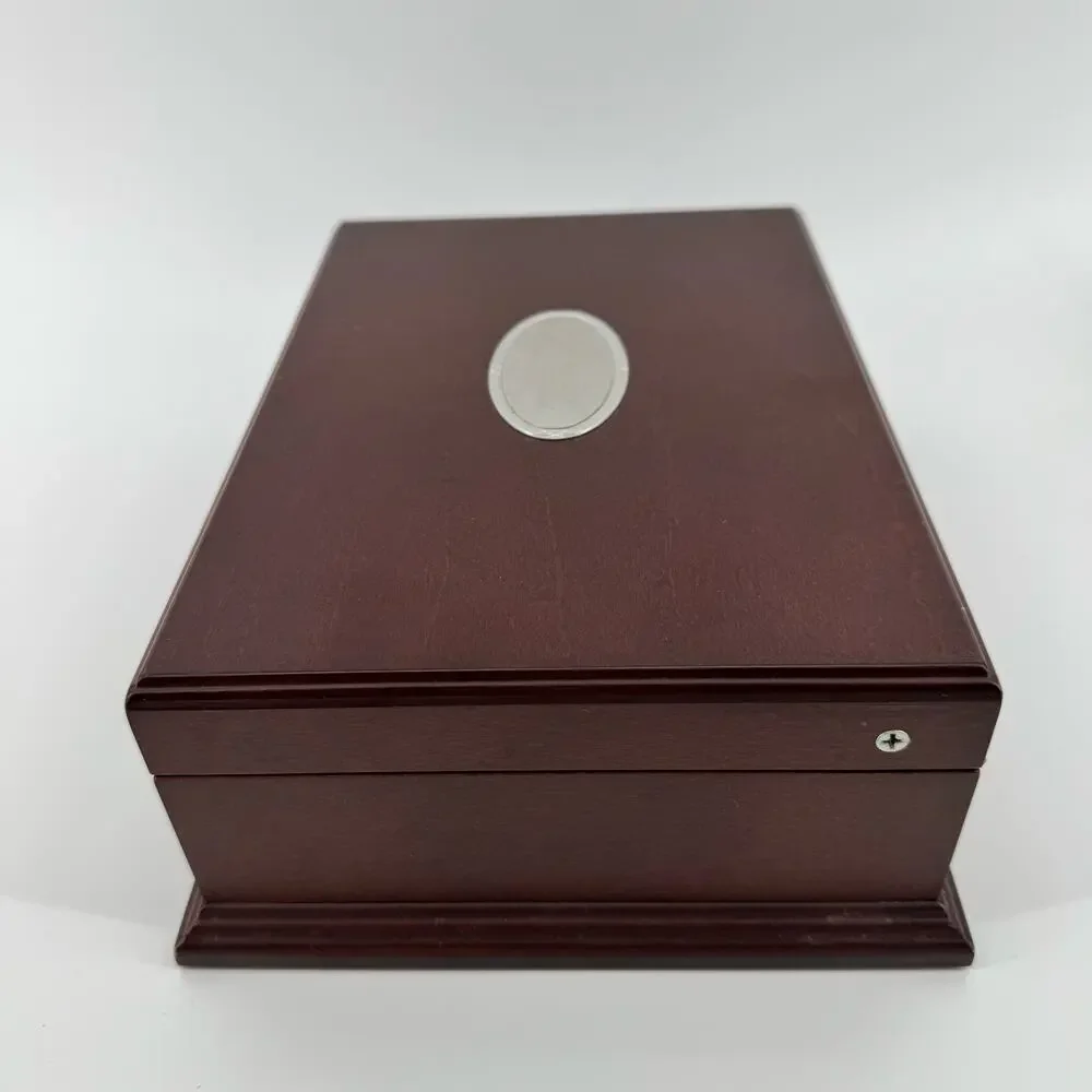 Wooden Jewelry Keepsake Box Lift-Out Tray Silver Plaque Mother Gift